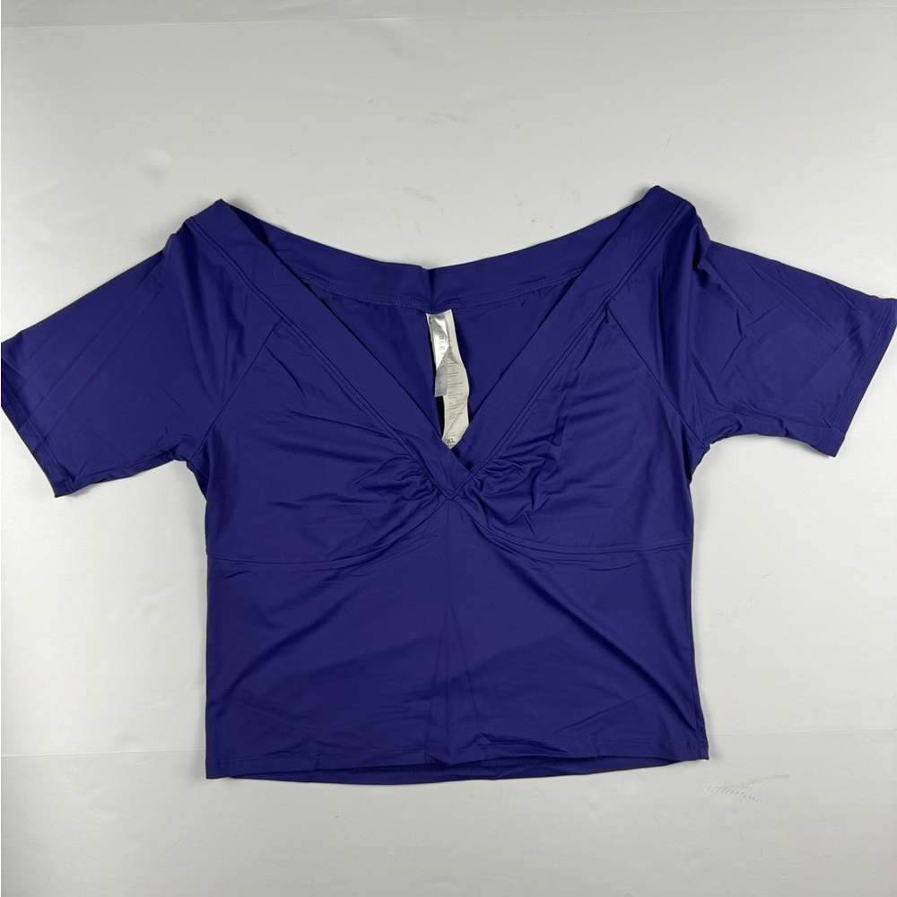 Fabletics Purple Natasha cropped sleeved top
